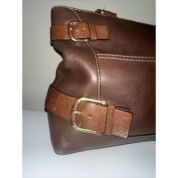 Michael Michael Kors Brown Leather Gold Buckle Purse - Picture 2 of 14